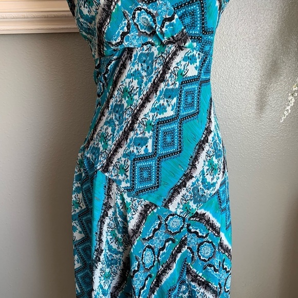Chetta B Multicolored V-neck Asymmetrical Dress Size 4 - Picture 13 of 15